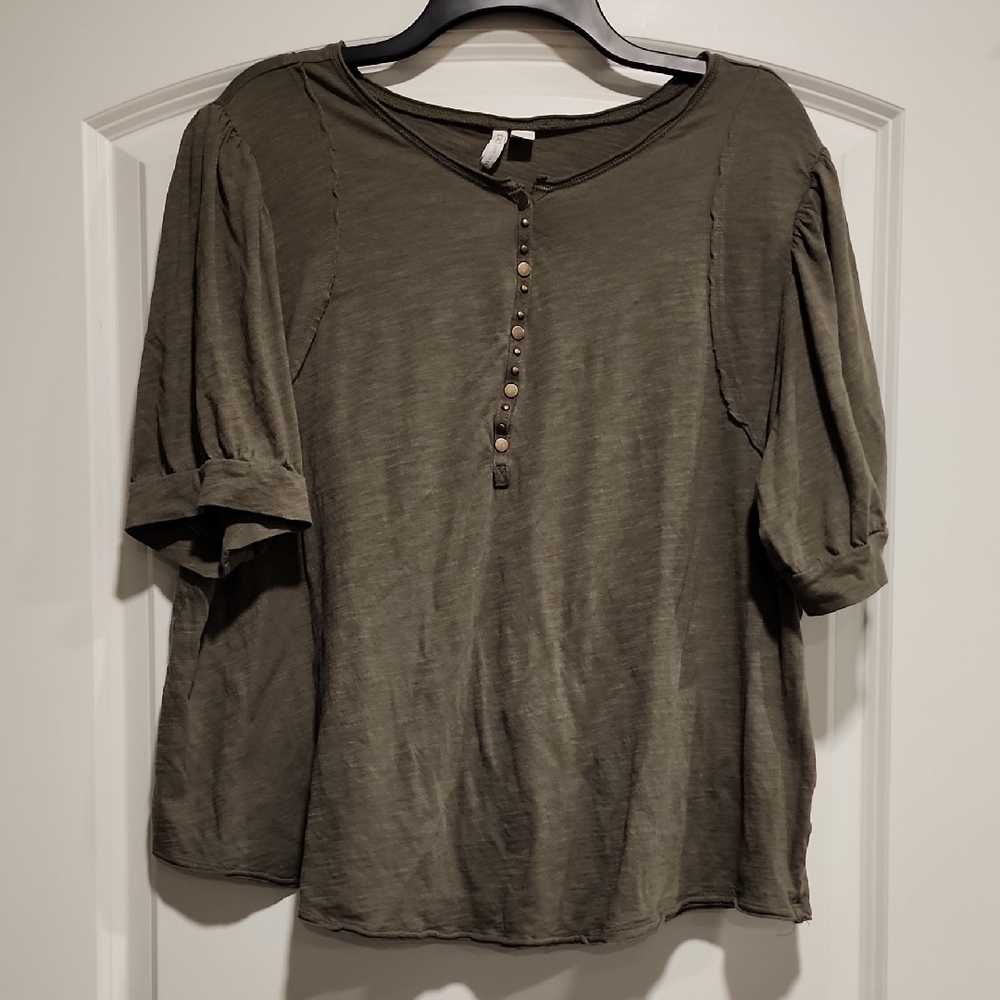 Cato Khaki Buttoned Short Sleeve Top